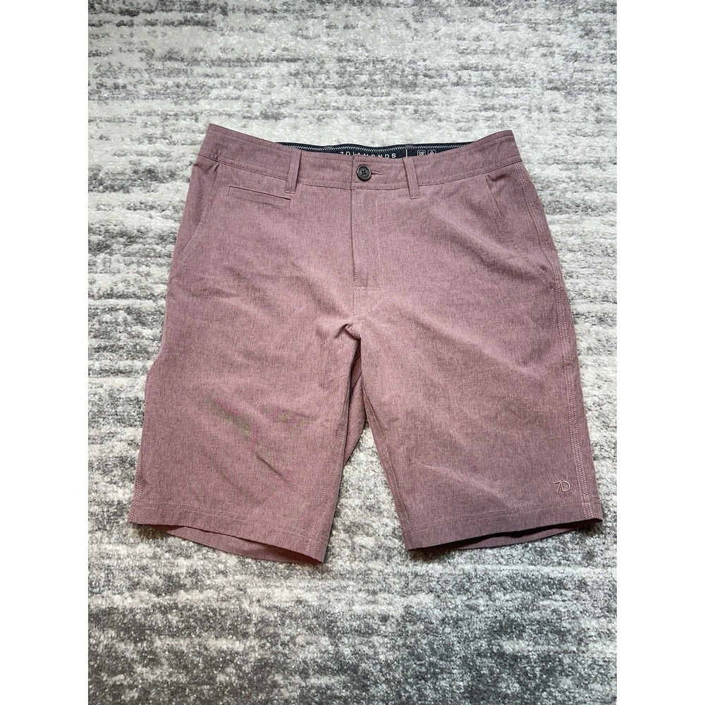 7 Diamonds Shorts Mens 30 Red Stone Wash Performance Golf Lightweight Breathable